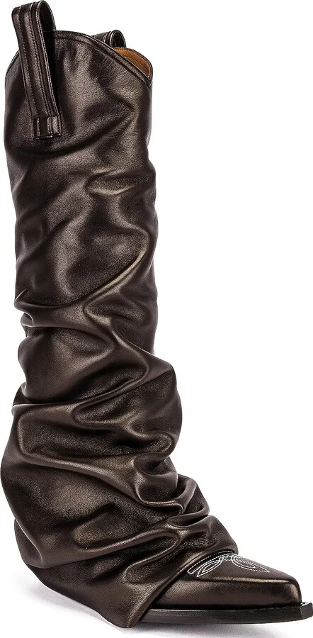 R13 Mid Cowboy Boot with Sleeve in Black - Image 2
