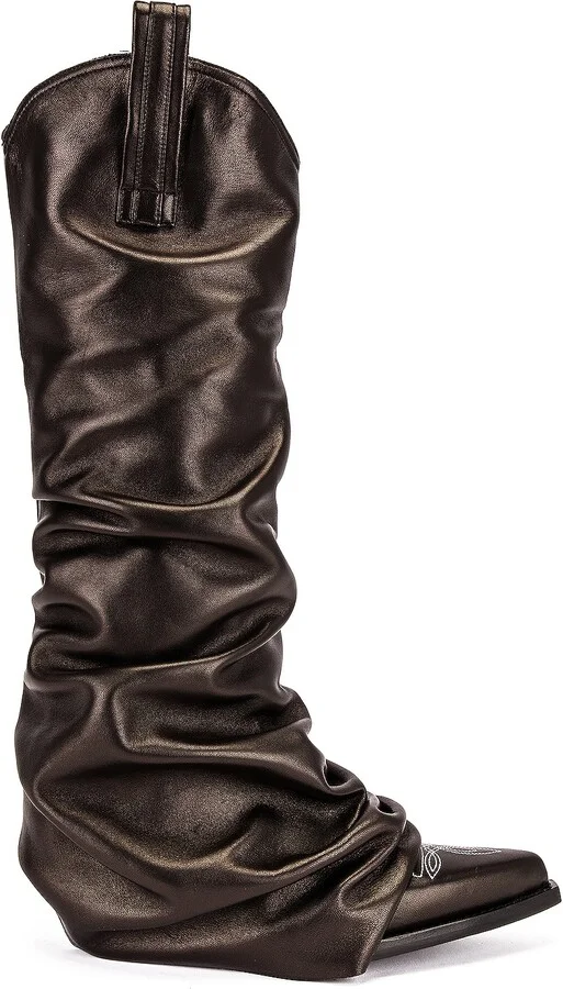 R13 Mid Cowboy Boot with Sleeve in Black
