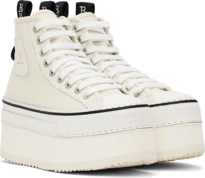 R13 Off-White Courtney Platform High Top Sneakers - Image 4