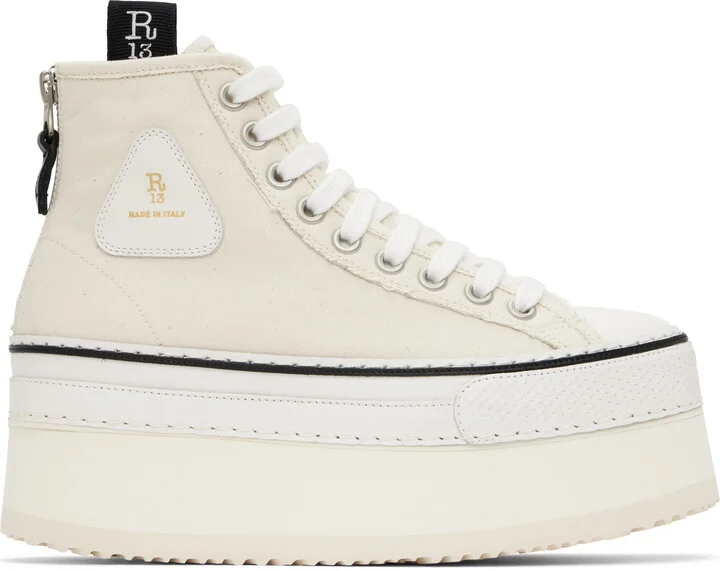 R13 Off-White Courtney Platform High Top Sneakers
