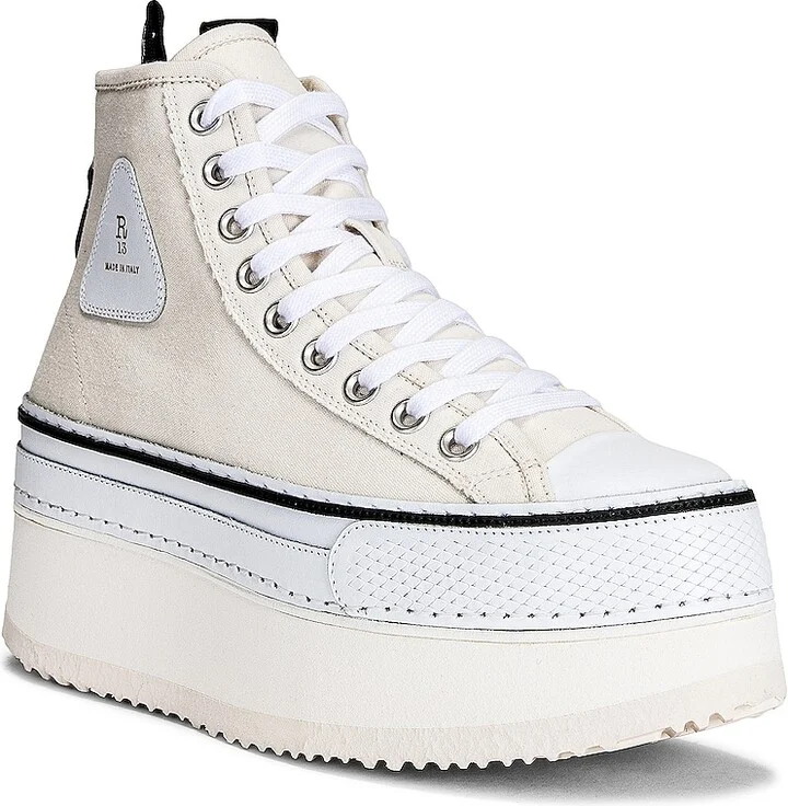 R13 Platform High Top Sneaker in Cream - Image 2