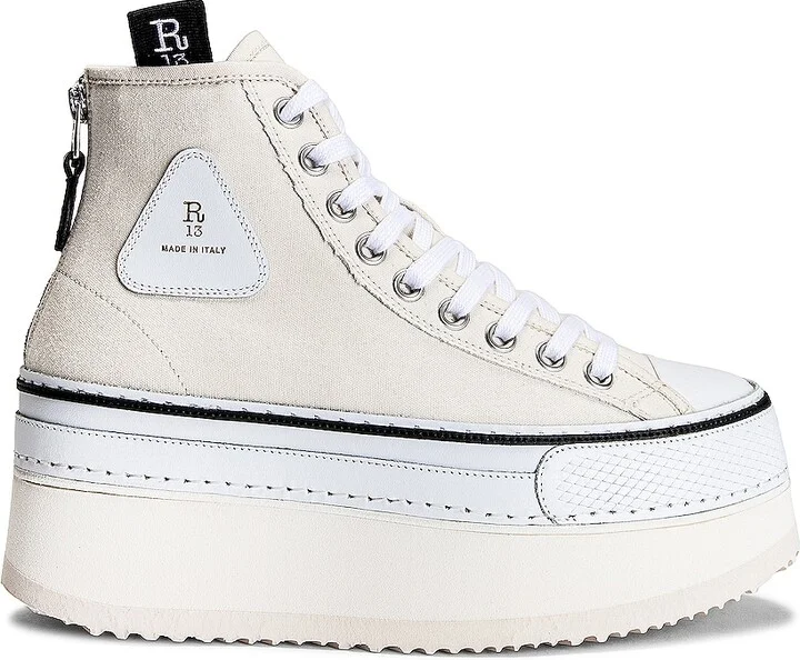 R13 Platform High Top Sneaker in Cream