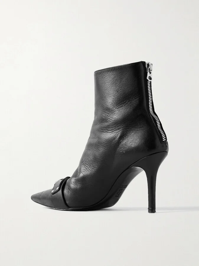 R13 - Sid Embellished Textured-leather Ankle Boots - Black - Image 3