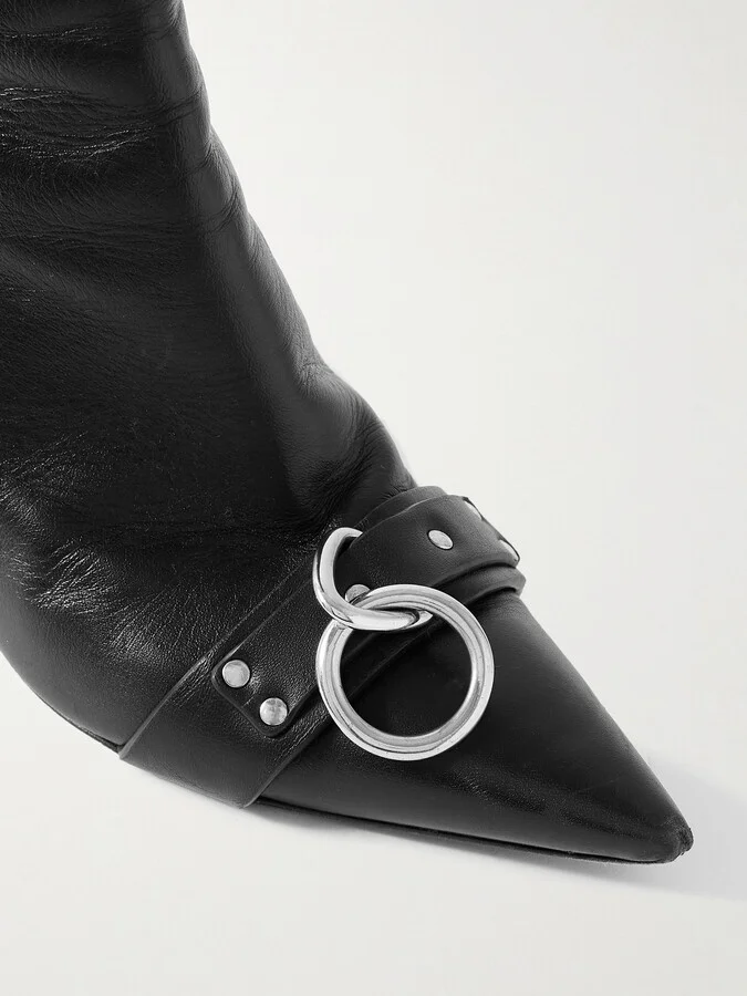 R13 - Sid Embellished Textured-leather Ankle Boots - Black - Image 4