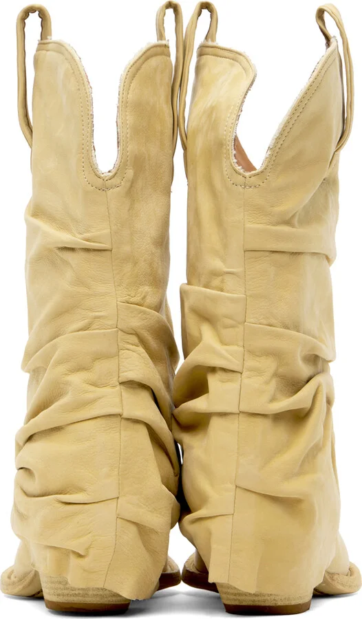 R13 SSENSE Exclusive Beige Low Rider Cowboy Boots - Image 2