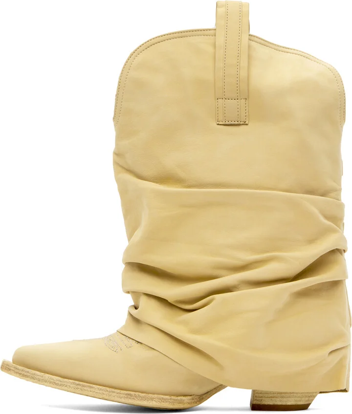 R13 SSENSE Exclusive Beige Low Rider Cowboy Boots - Image 3