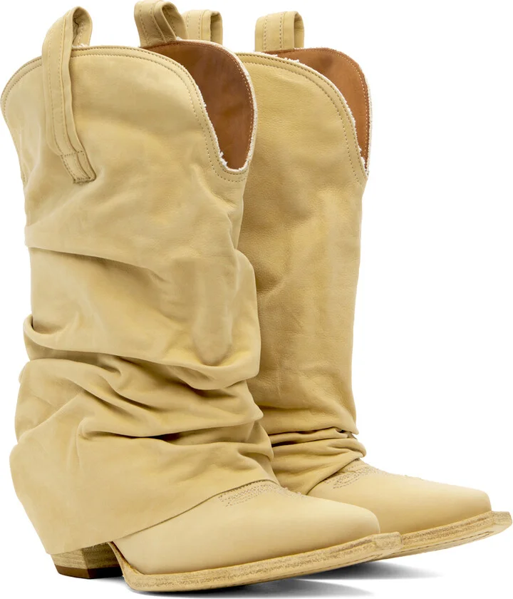R13 SSENSE Exclusive Beige Low Rider Cowboy Boots - Image 4