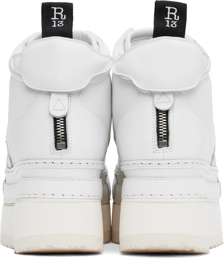 R13 White Leather Riot High Top Sneakers - Image 2