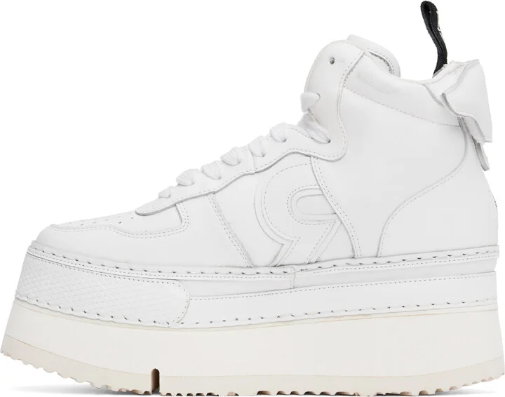 R13 White Leather Riot High Top Sneakers - Image 3