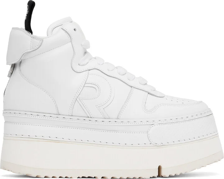 R13 White Leather Riot High Top Sneakers