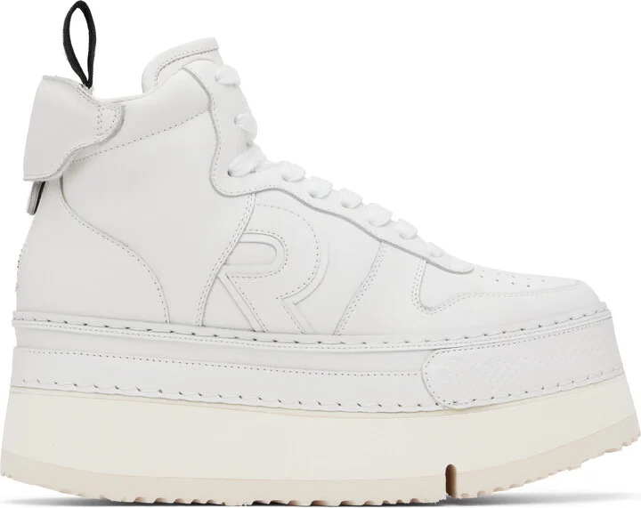 R13 White Riot Leather High Top Sneakers