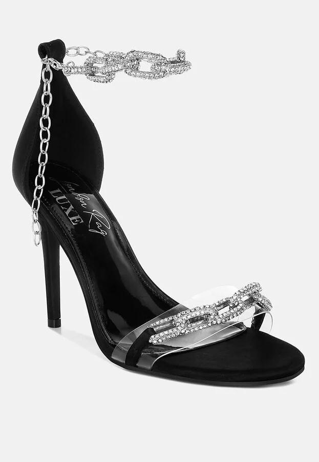 Rabenda Rhinestones Chain Stiletto Sandals