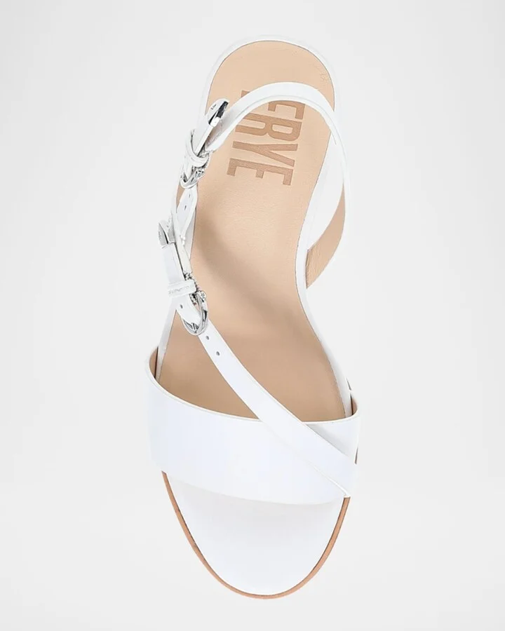 Rachel Leather Buckle Wedge Sandals - Image 3