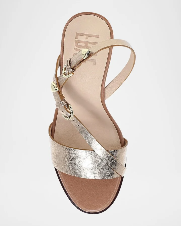 Rachel Metallic Buckle Wedge Sandals - Image 4