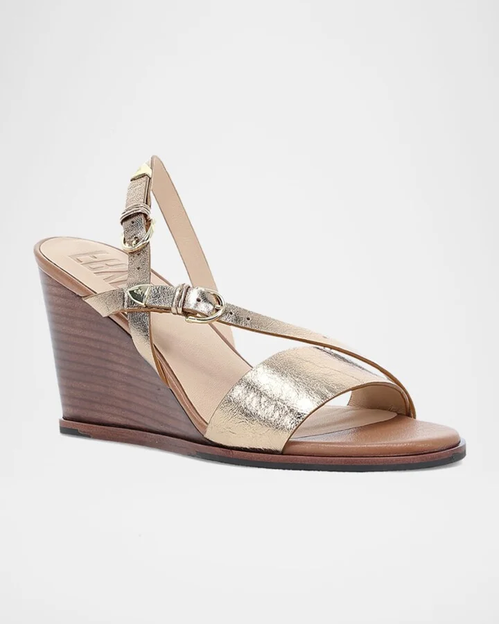 Rachel Metallic Buckle Wedge Sandals - Image 5