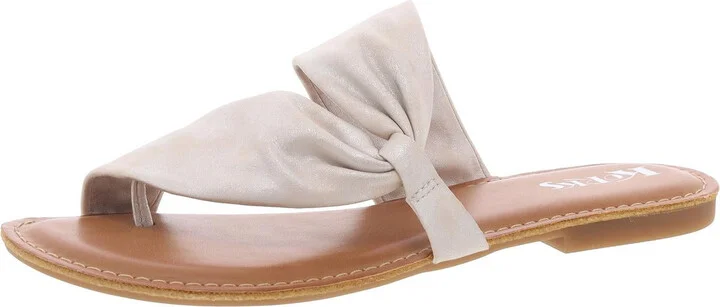 RACHELLE Womens Mixed Media Faux Leather Slide Sandals