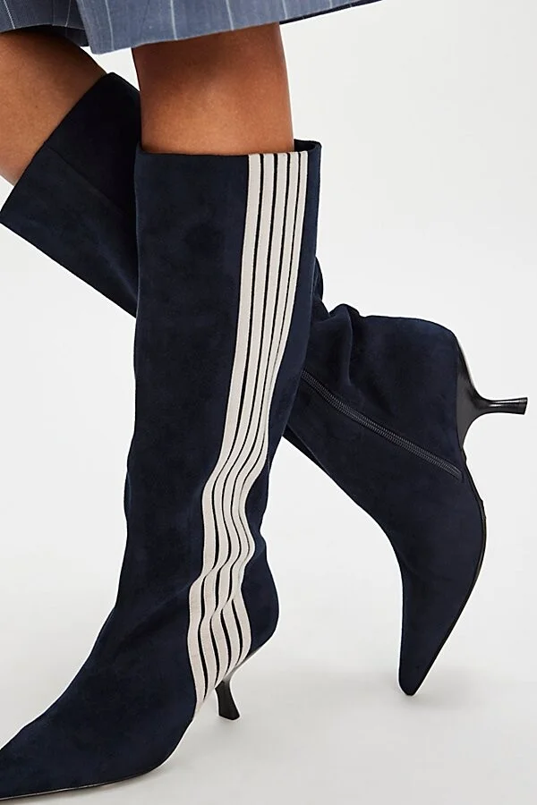 Racing Stripes Kitten Heel Boots - Image 2