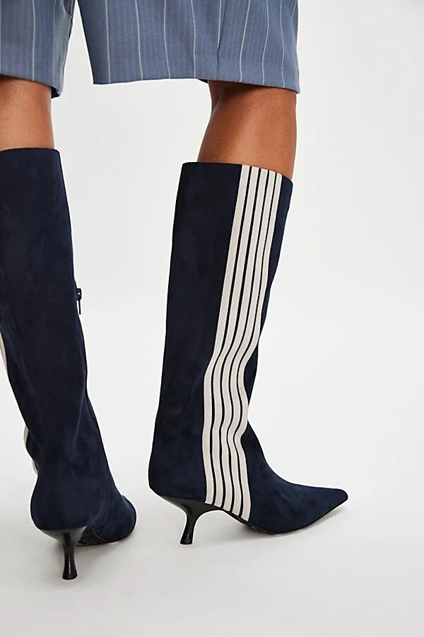 Racing Stripes Kitten Heel Boots - Image 3