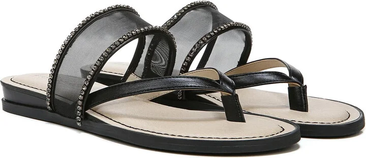 Radiant Glow Womens Faux Leather Slip On Slide Sandals