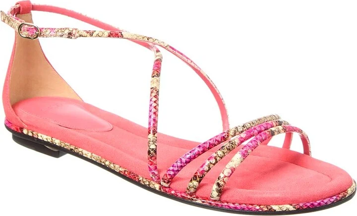 Radie Snake-Embossed Leather Sandal