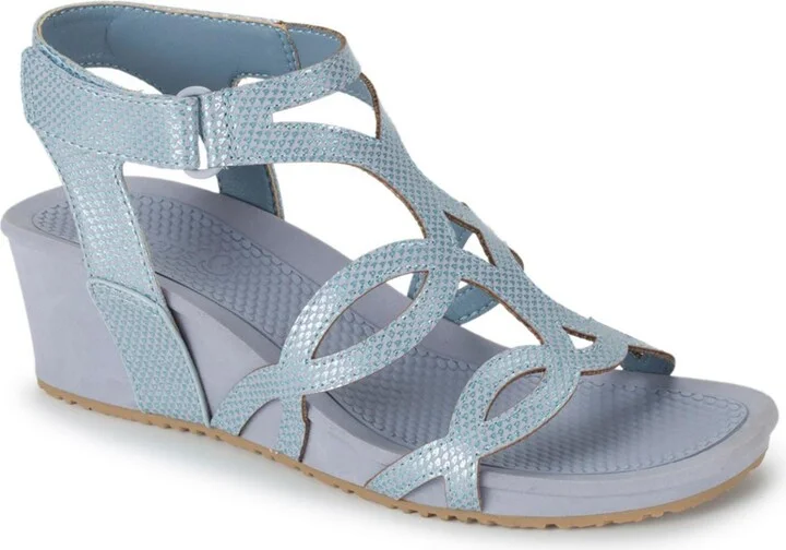 Raeanne Womens Faux Leather Strappy Wedge Sandals