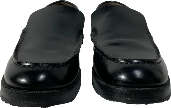 Rafael Almond-Toe Slip-On Loafers in Black Leather