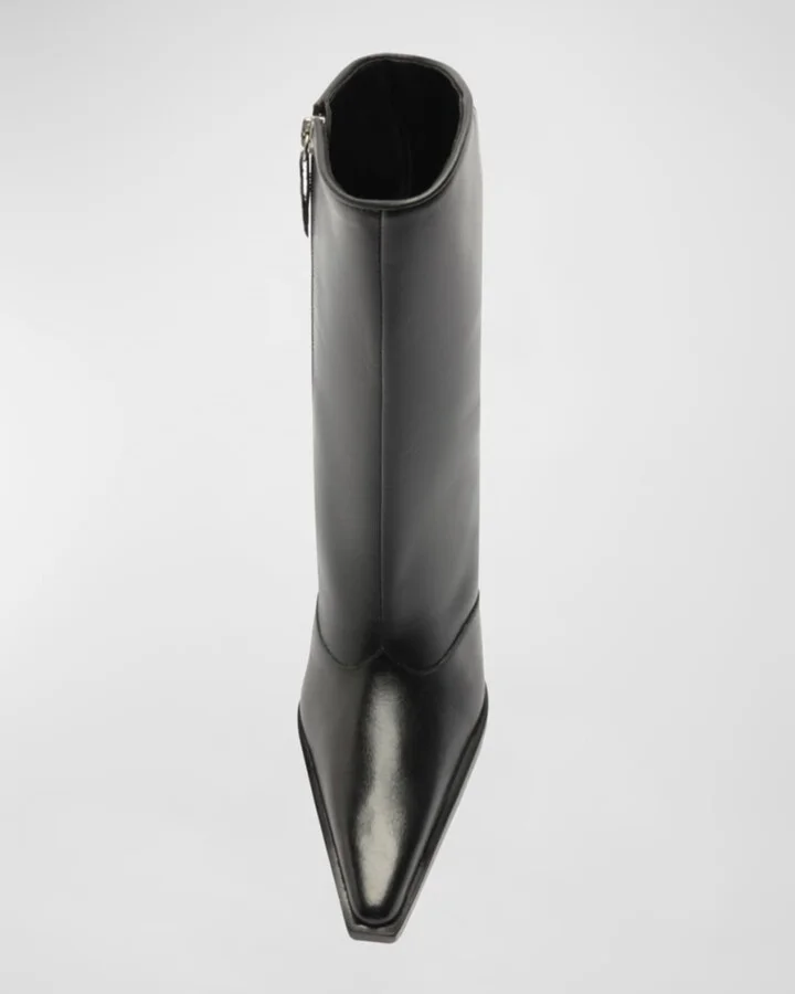 Raffaela Leather Western Ankle Booties - Image 3