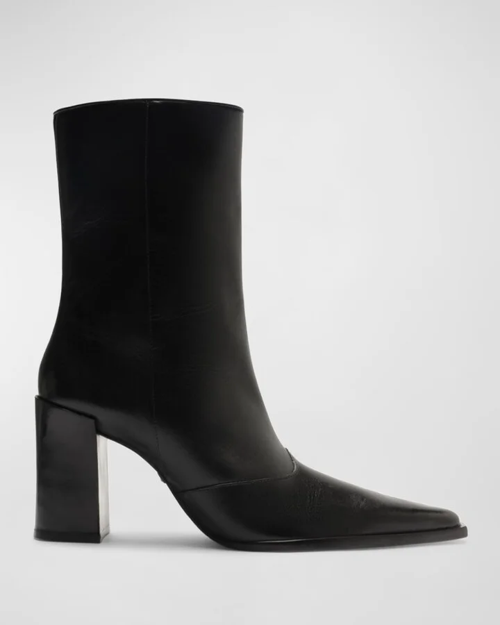 Raffaela Leather Western Ankle Booties