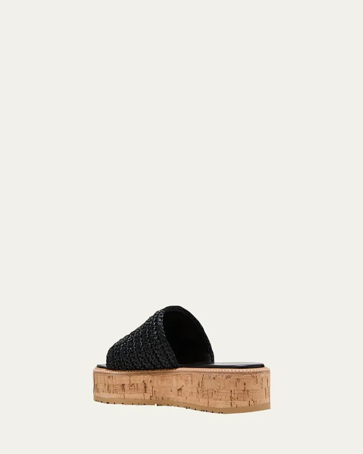 Raffia Cork Flatform Slide Sandals - Image 3