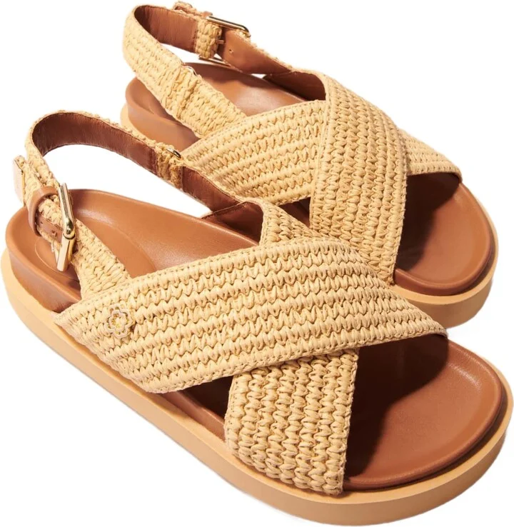 Raffia-effect flat sandals - Image 2