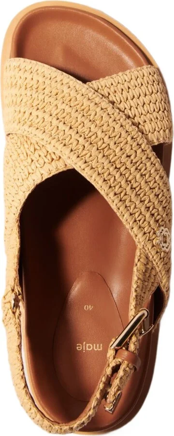 Raffia-effect flat sandals - Image 3