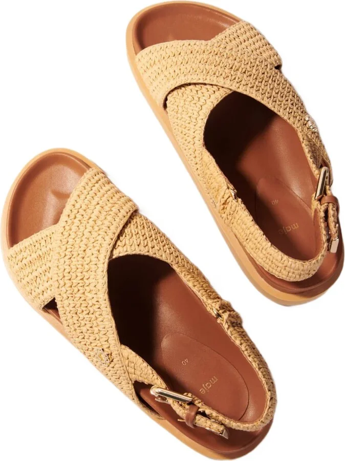 Raffia-effect flat sandals - Image 4