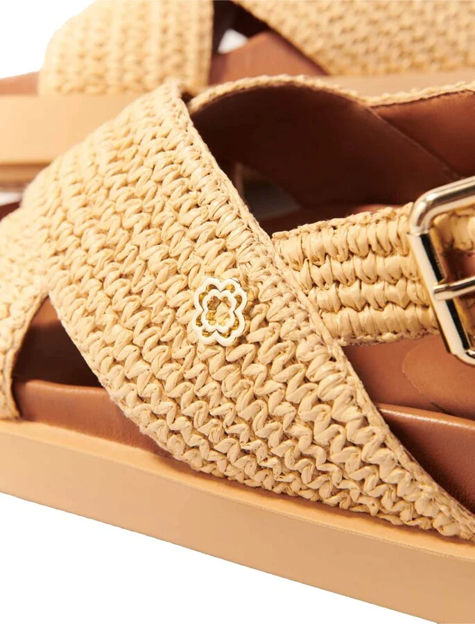 Raffia-effect flat sandals - Image 5