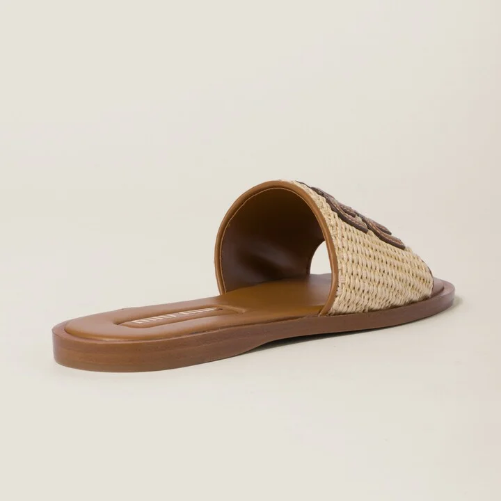 Raffia-effect woven fabric slides - Image 3