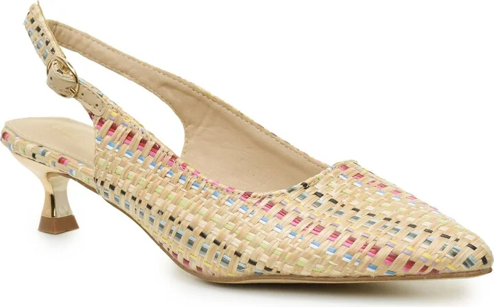 Raffia Kitten Heel Slingback Pump