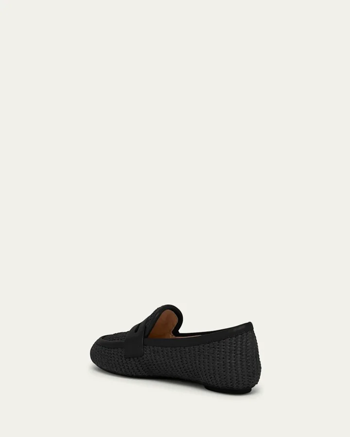 Raffia Leather Penny Loafers - Image 3