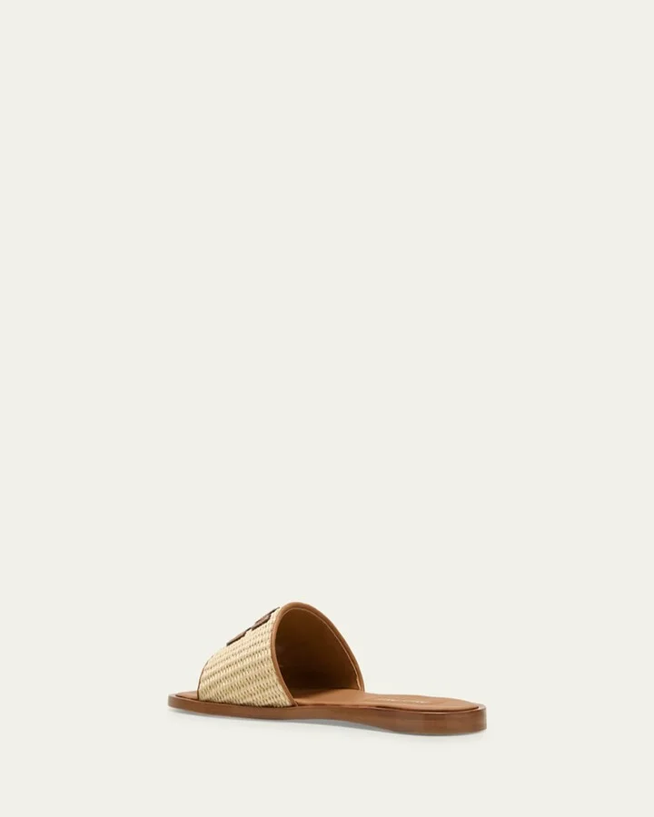 Raffia Logo Flat Slide Sandals - Image 2