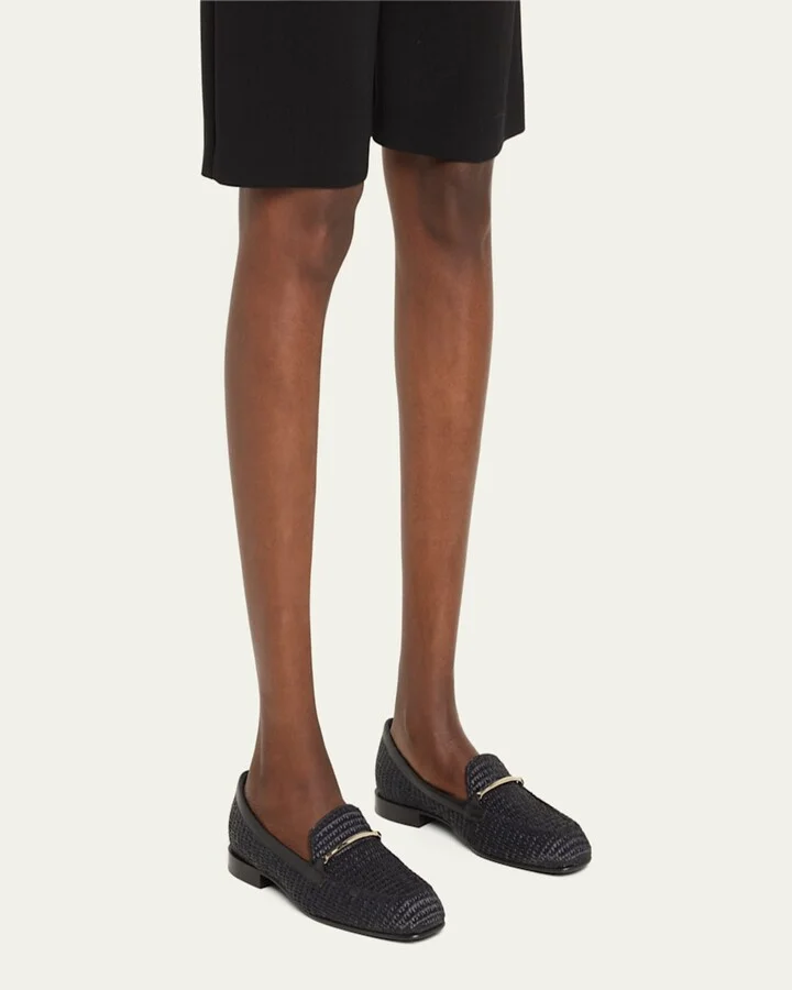 Raffia Metal-Strap Easy Loafers - Image 9