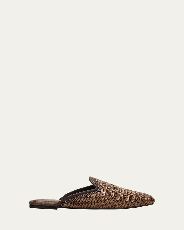 Raffia Monili Loafer Mules