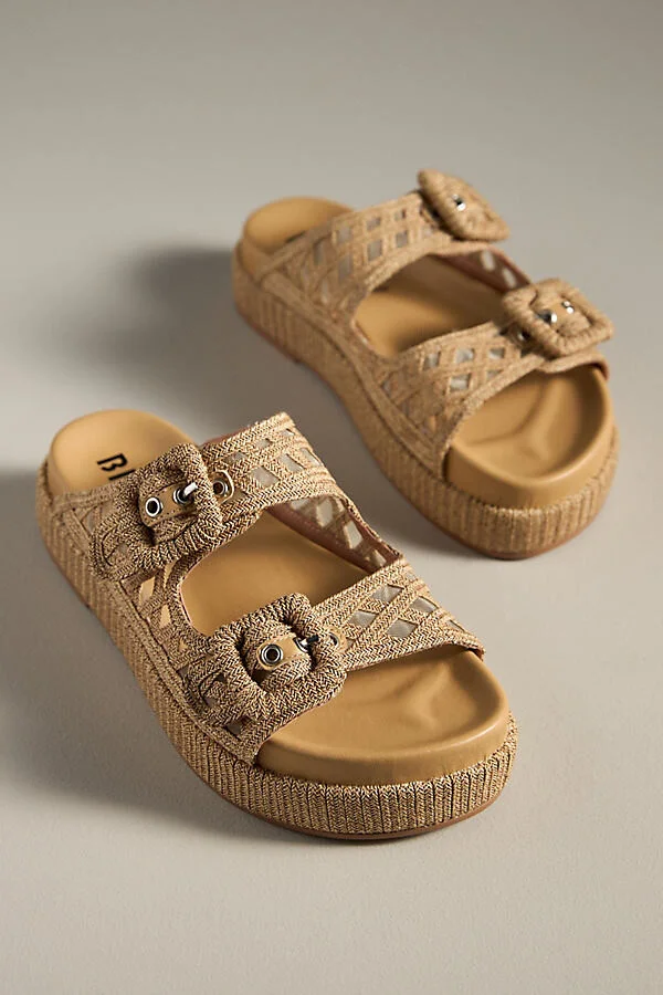 Raffia Platform Slide Sandals - Image 2