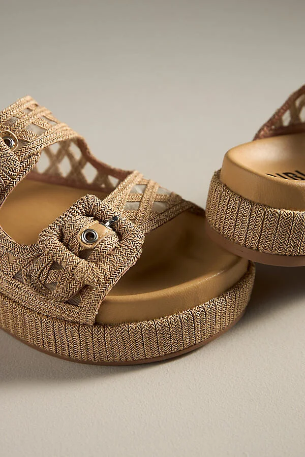 Raffia Platform Slide Sandals - Image 3