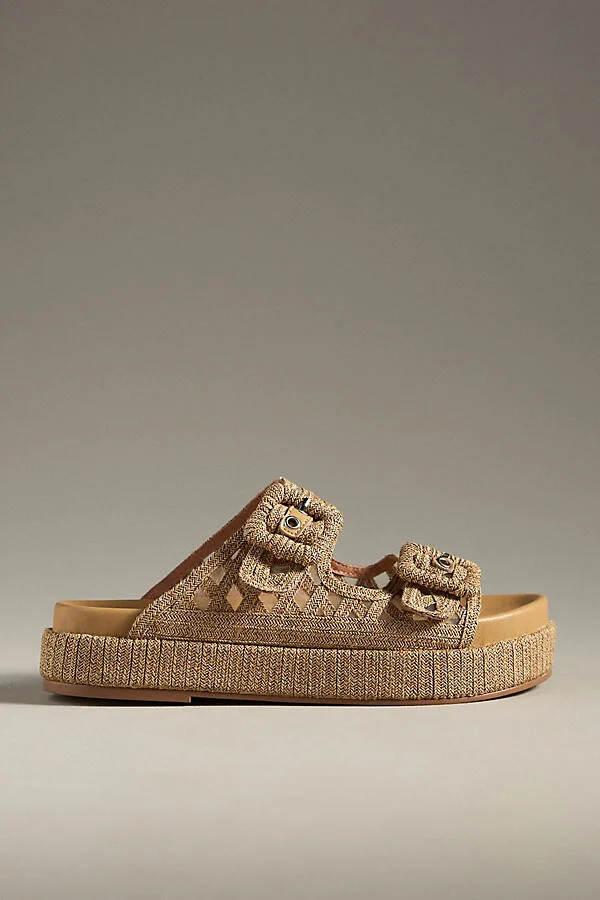 Raffia Platform Slide Sandals