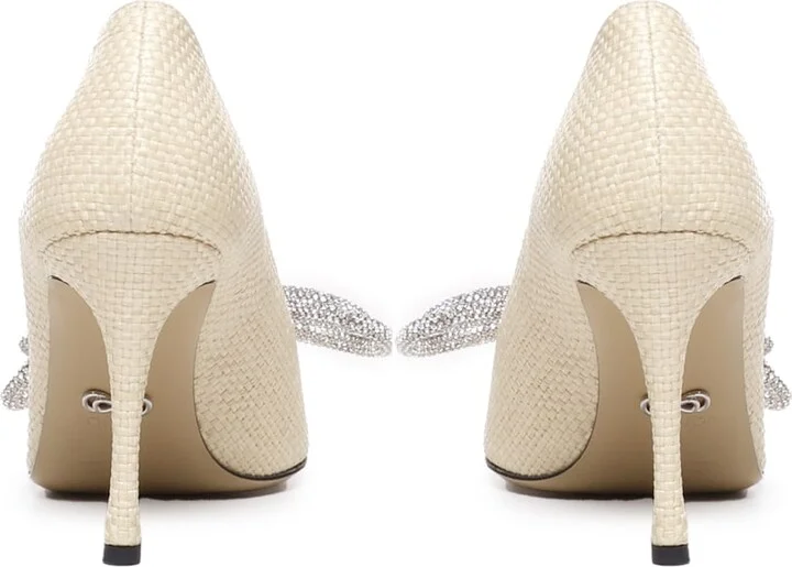 Raffia Pumps With Double Bow Crystals - Image 3