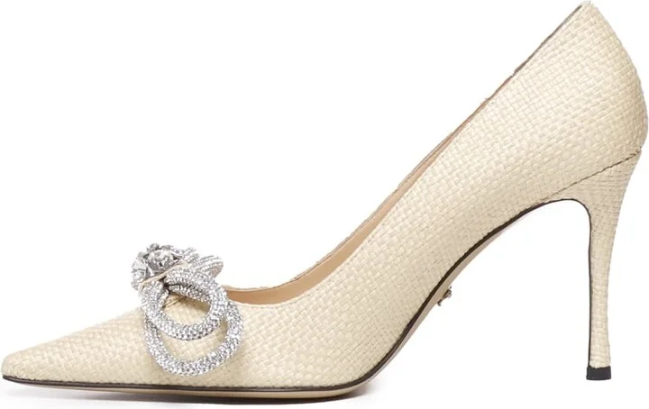 Raffia Pumps With Double Bow Crystals - Image 4