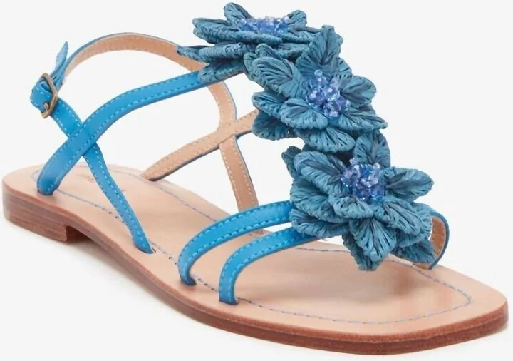 Raffia Sandal In Blue