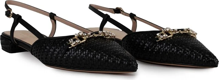 Raffia Sandal With Jeweled Clamp - Image 4