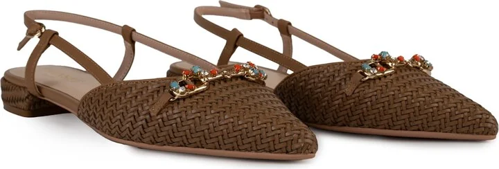 Raffia Sandal With Jeweled Clamp - Image 4