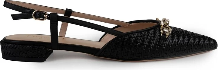 Raffia Sandal With Jeweled Clamp