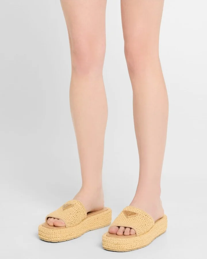 Raffia Single-Band Platform Slides - Image 2