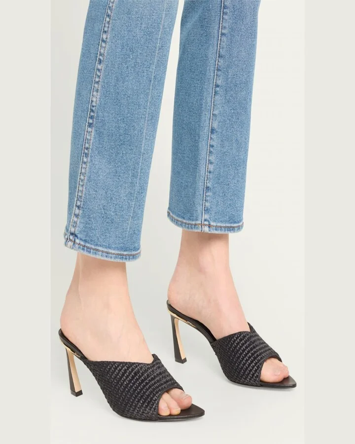 Raffia Stiletto Mule Sandals - Image 2
